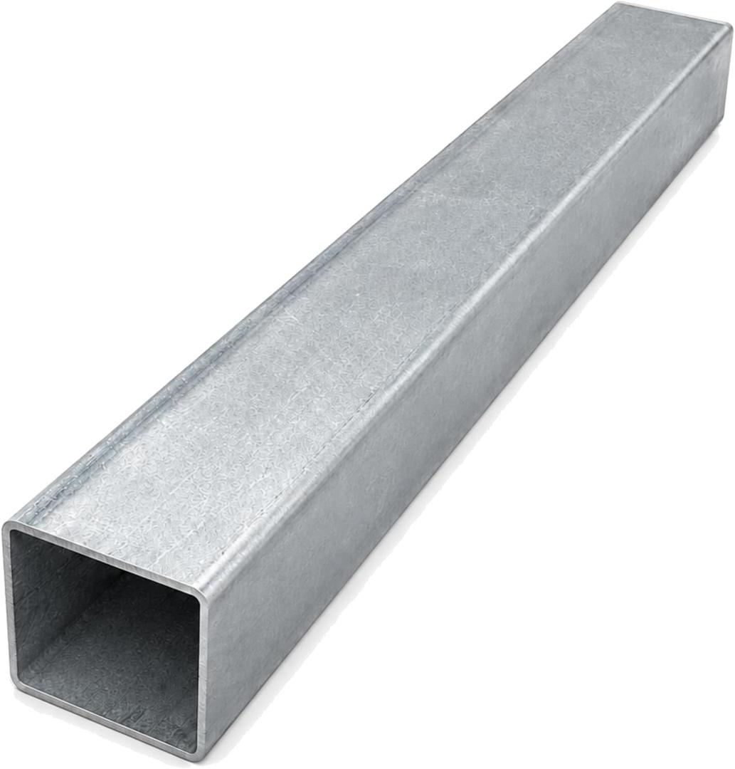 2" x 2" Hot-Dip Galvanized Steel Square Tubing, 50mm x 50mm Metal Tubing, 0.079" Wall Thickness x 19.69" Length (2mm x 500mm), 1 PCS for Construction & Industrial Use