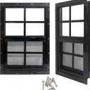 Yuzzy 24" x 36" Shed Windows with Tempered Glass and Fiberglass Screen, 2 Pack Small Sliding Windows for Shed, Chicken Coop, Playhouse, Household, Garage, Barns (Black)