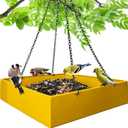 Bird Feeders for Outdoors, Platform Bird Feeder for Outside, Large Capacity 3.5 lbs (Yellow)