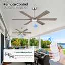 Sukerxius 60 Inch Outdoor Ceiling Fans with Lights and Remote, Modern Farmhouse Ceiling Fan, 6 Solid Wood Blades, High CFM Quiet Energy Efficient DC Motor, for Indoor Commercial Office, Outside Patio