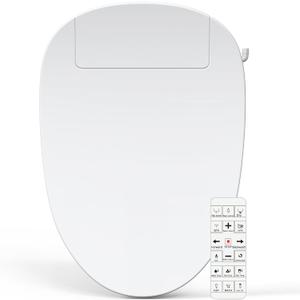Bidet Toilet Seat Elongated, Unlimited Warm Water, Heated Toilet Seat, Warm Air Dryer, Rear and Front Washing, Soft Closed Toilet Lid, Night Light, Requires Outlet,white