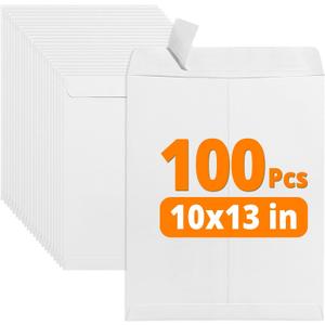 SUNEE 10 x 13 Self Seal Catalog Envelopes, 28lb White Security Mailing Envelopes, Ultra Strong Quick-Seal for Documents, Office & Business Use, 100 Pack