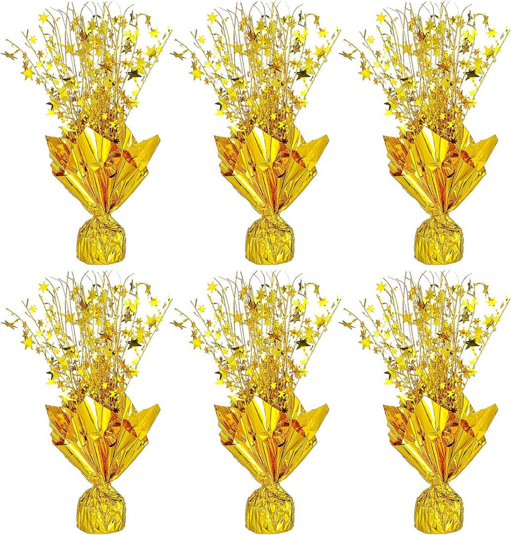 6 Pack Metallic Foil Spray Centerpiece Star,Gold Table Centerpieces for Party Birthday Wedding Anniversary Graduation Holiday Supplies Decor
