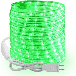 Brizled Green Rope Lights, 18ft 216 LED Christmas Rope Lights Connectable, 120V Plugin Green Tube Light Waterproof Indoor Outdoor Clear Christmas Tube Light for Xmas Patio Garden Party Home Decoration
