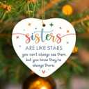 2 x Sister Christmas Ornament 2025 - Sisters are Like Stars Keepsake Gift, Appreciation Sister Gifts for Christmas, Birthday, Exchange Gifts for Friends, Soul Sisters, Ceramic Ornament for Hanging Decor