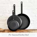 Merten & Storck Pre-Seasoned Carbon Steel 12 Frying Pan Skillet, Use on Induction, Stove and Grill, Durable, Even-Heating, for Searing, Grilling, Oven Use, and Campfire, Indoor/Outdoor