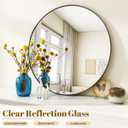 VooBang Black Round Bathroom Mirror, 24 inch Circle Wall Mounted Hanging Mirror with Simple Modern Circular Metal Frame for Hallway, Entryway, Living Room, Black Frame