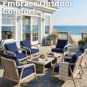 Thick Outdoor Back&Seat Cushion Covers 22×24×4in 6Pcs for Patio Furniture with Zipper Closure and Handle, Waterproof Replacement Slipcover for Garden Rattan Chair Sofa, Blue