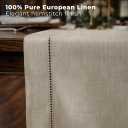 Signature Linen by D'Moksha Natural Table Runner 72 Inches Long, 100% Pure Linen, Hemstitch, 14 x 72 Inch Table Runner for Dresser, Dining- Spring, Summer