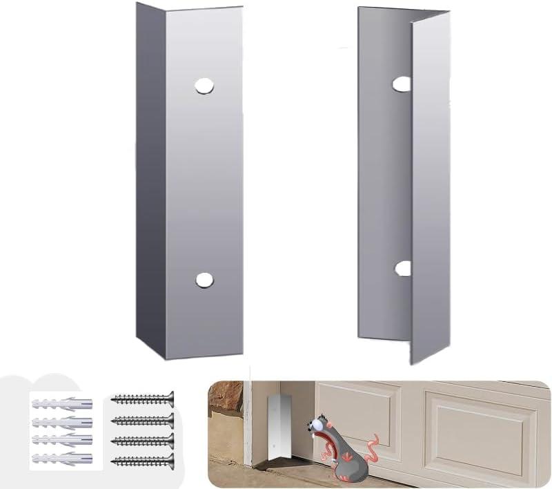 2 Pcs Garage Door Rodent Guard, Heavy Duty Stainless Steel Garage Door Seal Mouse and Snake Guard, Permanent Seal Protection Kit