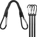 M METERXITY 4-Pack Bungee Cords, 5.9 Inch High Elastic Canopy Tarp Tie Down Bungee Straps with Aluminium Hooks for Camping/Tent/Cargo Holding Wire Hoses/Patio Umbrellas/Shelter [Black]