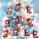 30PCS Christmas Wooden Stocking Ornament Set (10 Unique Designs) - Back DIY Paintable with Hemp Rope for Xmas Tree, Home & Garden Decor