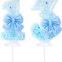 13 Birthday Candles Blue Bow Number 13 Cake Candles, 13th Cake Topper Decorations for Kids Pets Pastel Birthday Party Supplies (Number 13)