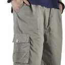 Mens Cotton Loose Drawstring Cargo Short with Full Elastic Waist (36)