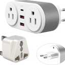 European Travel Plug Adapter for Europe & UK, PD 20W Fast Charger with 2 Outlets 3 USB Charging Ports, CHUAFIUR US to Europe Plug Adapter to UK EU Ireland Italy Israel Spain France Travel Essentials