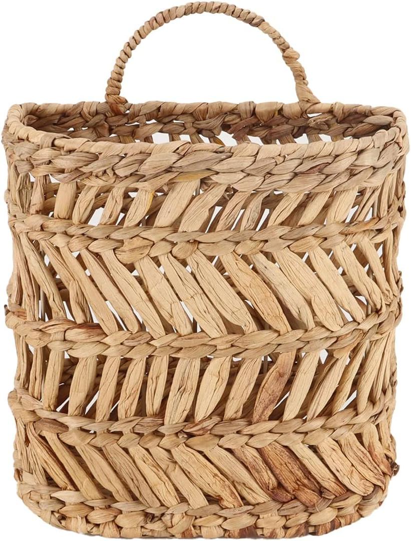 Wicker Hanging Basket Handmade Woven Hanging Storage Basket Natural Wicker Decorative Baskets for House Garden Wedding Wall Decorations,12*5*12
