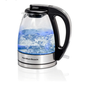 Hamilton Beach Glass Electric Tea Kettle, Water Boiler & Heater, 1 Liter, 1500 Watts for Fast Boiling, BPA Free, Cordless Serving, Auto-Shutoff & Boil-Dry Protection, Soft Blue LED (40930)