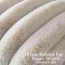 FUTEI Beige Decorative Throw Pillow Covers 20x20 Inch Set of 2, Square Soft Faux Rabbit Fur Thick Striped Cushion Cover,Spring Home Decor for Couch Bed Living Room