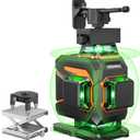 Laser Level 360 Self Leveling Green Light Laser Level Tool Wall Mount Base Bracket 100ft Nivel Laser Rechargeable Battery Receiver for Outdoor Use,4D 4x360