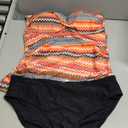 Women's Twist Front Bandeau Tankini Set Two Pieces Ruched Tummy Control Suimsuit with Mid Waist Briefs, XL