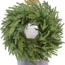 Thicker&Lush - 24 Inch Real Touch Christmas Norfolk Pine Wreath, Artificial Christmas Wreaths for Front Door Realistic Soft Mixed Pine&Cedar Wreath Green Fake Pine for Window Indoor Outdoor Xmas Decor