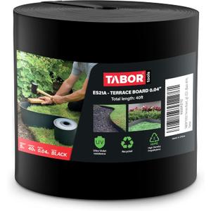TABOR TOOLS 40 Ft Terrace Board, 5 Inch High, 0.04" Inch Thin, Landscape Edging Coil, Grass Barrier, Bender Board, Garden Liner, ES21. (Black)