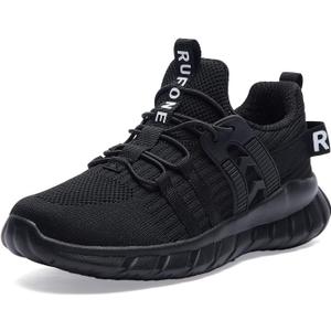 MJQ Kids Tennis Shoes for Boys Girls Lightweight Breathable Sneakers Running Athletic Shoes for  (Black, 5 Big Kid)