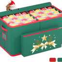 Christmas Ornament Storage Box Christmas Decoration Storage with 8 Removable Trays Store Up to 128 3-Inch Ornaments Large Ornament Storage Box with Dual Zipper and Pockets for Holiday Storage (Green)