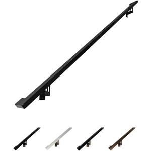 Modern Aluminum Handrail Grab Bar Kit, Adjustable Steel Brackets Included, Returns to Wall, Powder Coated Finish (Black, 5 Foot Handrail Set)
