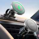 LISEN for 15W MagSafe Car Mount Charger,iPhone Magnetic Wireless Car Charger for iPhone 16 Pro Max Accessories,Car Phone Holder For iPhone 16 15 14 13 12,Samsung with MagSafe Case,Gifts for Men,Sliver