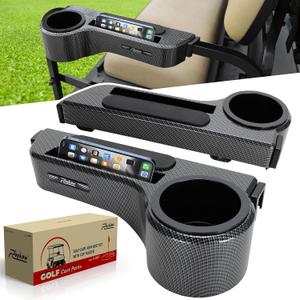 Roykaw Golf Cart Armrest with Cup Holder/Rear Seat Arm Rests Fit for EZGO/Club Car/Yamaha & Most Golf Cart, Upgrade 3rd Gen - with Phone Holder, No Drilling Required, Fit 1.0"/1-1/4" Square Tube Frame
