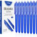 Erasable Gel Pens 0.7mm, KERIFI Blue Heat Erasable Fine Point Ballpoint Pens, Make Mistakes Disappear, Gel Ink Pens with Eraser for Drawing Writing Planner Journaling Crossword Puzzles School Supplies