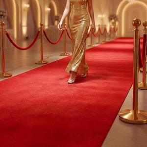 Extra Thick Red Carpet Runner for Party, 3ft x 10ft Non-Slip Red Carpet Runner Rug Waterproof Aisle Runway Carpet for Wedding Ceremony, Prom Proposal, Banquets Decor