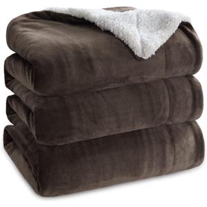 Bedsure GentleSoft Sherpa Fleece Blankets Queen Size for Bed - Thick and Warm Throw for Women and Men, Soft Fuzzy Plush Queen Blanket for Winter, Non-Heated, Brown, 90x90 Inches