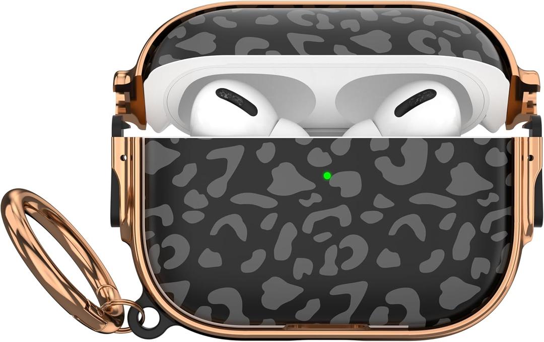 Maxjoy for AirPods Pro 3rd Generation Case with Lock, Cute AirPods Pro 3 Case Lock Protective Hard AirPod Pro 3 Cover for Women Men with Keychain for Airpod Pro 3rd Gen Cover 2025, Grey Leopard (Black + Brown)