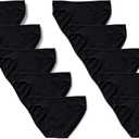 Amazon Essentials Women's Breathable Cotton Bikini Brief Underwear with Full Coverage, 10 packs (Medium, Black)