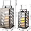 TRIROCKS Set of 2 Stainless Steel Lantern 15 &12" H Decorative Candle Lanterns with Tempered Glass Panels Indoor & Outdoor Candle Holder for Living Room Weeding Parties Events - Nickel Black Finish