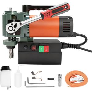 1380W Magnetic Drill Press, Portable Low Profile Mag Drill Press with 3/4" Annular Cutter, 2585lbf 680RPM Powerful Drilling Machine, 1.4" Boring Diameter, Industrial Equipment Installation Tool