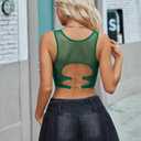 2 x Avidlove St Patricks Day Crop Top Cut Out Backless Lingerie Mesh Top Women Camisole Green ,(M, XXL, Mix Colors)