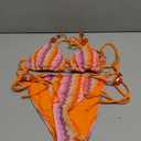 ZAFUL Women's Bikini Sets Beads Triangle Swimsuits 2 Piece String High Cut Cheeky Bathing Suits (Large, Orange)