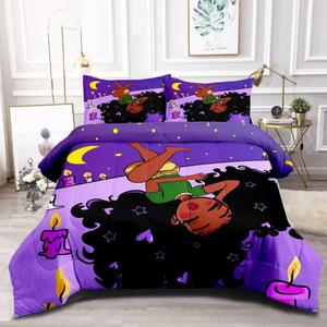Black Girl Magic Comforter Set Full Size,Black Girls Bedding Set,African American Comforter Set,Afro Princess Bed Set Bedroom Decor (Style 71)