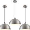 Brushed Nickel Pendant Light Kitchen Island 3 Pack, 11.8" Farmhouse Pendant Lights,Dome Pendant Light for Bedroom Dining Room Sink Hallway Foyer Barn Cafe
