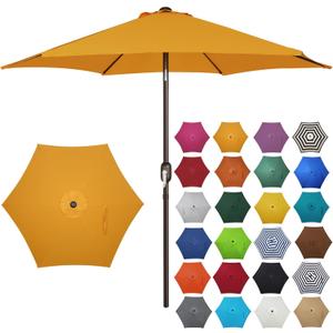 7.5 ft Patio Umbrella, Yard Umbrella, Outdoor Market Umbrella with Push Button Tilt Crank, Golden Yellow