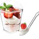 100 Pack 5 oz Dessert Cups with Lids and Spoons, Tall Appetizer Cup Clear Plastic Parfait Cups, Dessert Shot Glasses for Baby Shower Party, Wedding, Birthday Party