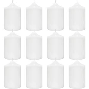 12 Pack 2x3 Inch White Pillar Candles, Unscented Column Candles for Home Restaurants Spa Church Weddings, Smokeless Dripless and Clean Burning Emergency Candle