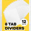 Binder Dividers with Tabs - (Set of 12) x 8-Tab Dividers for 3 Ring Binders, White, Reinforced Edge - Ideal for Keeping Your Documents Neat and Professional