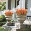 12 Bundles Artificial Flowers for Outdoor, Faux Silk Morning Glory Spring Summer Flowers for Outside Garden Planter Front Porch Yard Patio Window Box & Indoor Table Vase Home DecorOrange