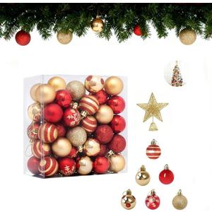 Christmas Balls 50PCS 1.57Inch Christmas Tree Hanging Ornament Xmas Ball Decoration,Red and Gold Christmas Ornaments Balls for Xmas Tree Wreath Garland