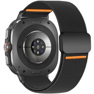 BXUXOHS Magnetic Elastic Bands Compatible with Samsung Galaxy Watch Ultra Band 47mm,Rugged Soft Fabric Strap Stretchy Nylon Sport Wristband for Galaxy Watch Ultra (2025/2024) for Women/Men