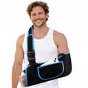 Arm Sling Shoulder Immobilizer for Men and Women, Adjustable Rotator Cuff Support Brace, Fit Left or Right, Comfortable Medical Slings for Elbow and Wrist Injury, Forearm Fracture, Surgery Recovery XL (14.516"), Black/Blue)